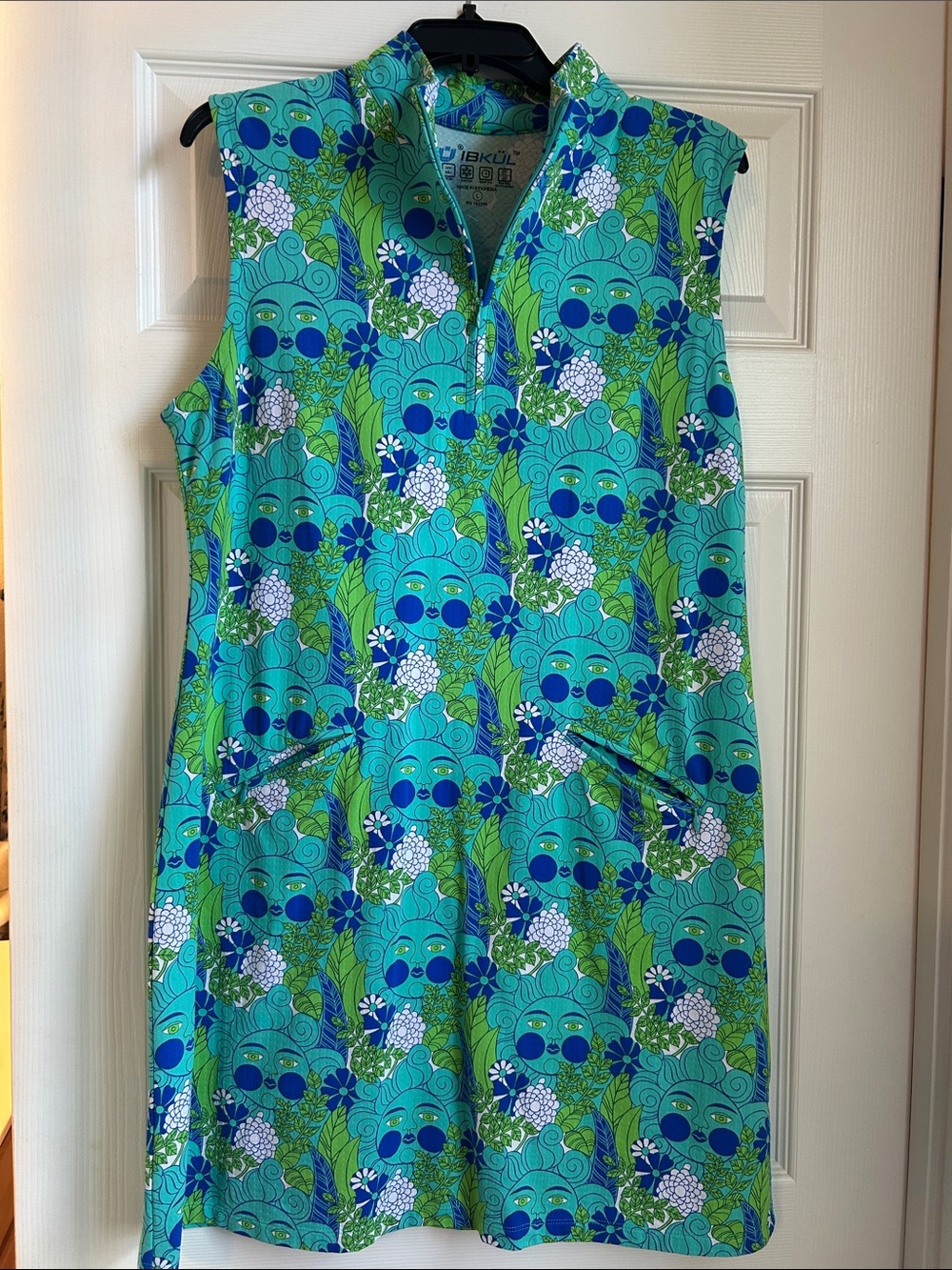 Ibkul dress in shades of green and blue-Sz L
